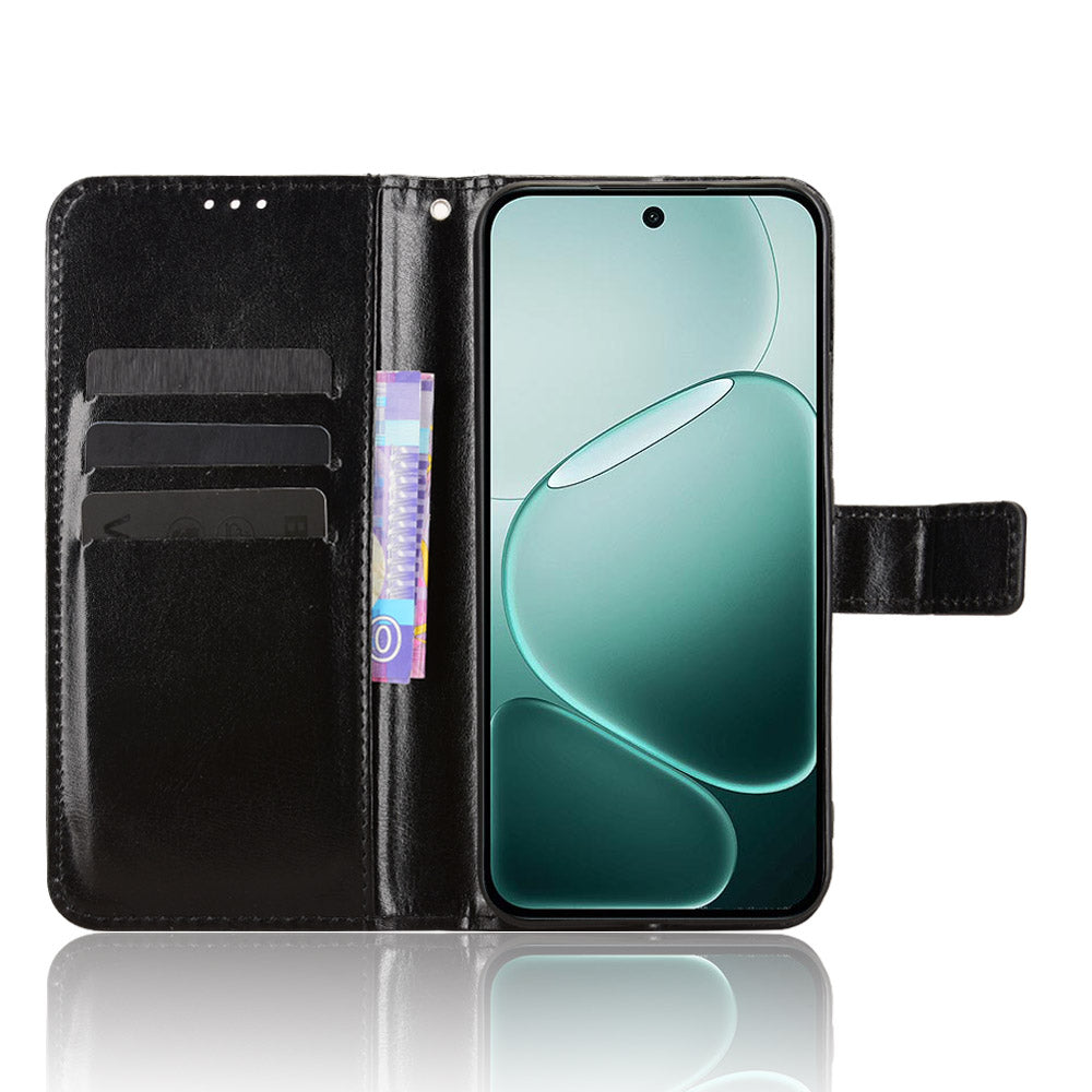 For Oppo F31 Pro 5G PU Leather Case with Strap Crazy Horse Texture Phone Wallet Cover