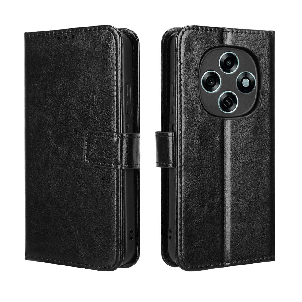 For Oppo F31 Pro 5G PU Leather Case with Strap Crazy Horse Texture Phone Wallet Cover