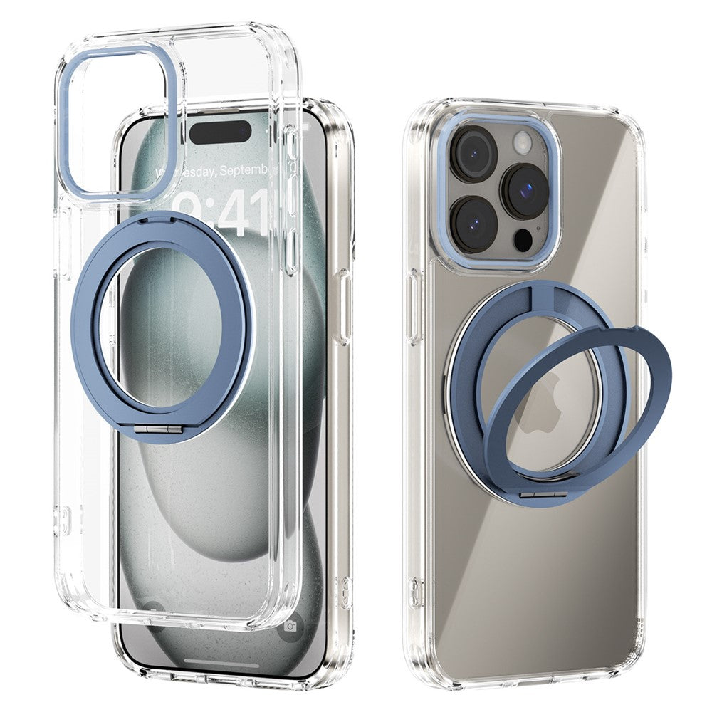 ABEEL Q-LUCK For iPhone 14 Pro Magnetic Case Rotating Kickstand Shockproof TPU + PC Phone Back Cover