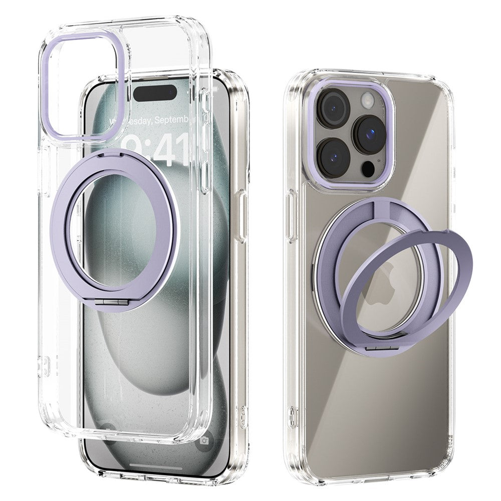 ABEEL Q-LUCK For iPhone 14 Pro Magnetic Case Rotating Kickstand Shockproof TPU + PC Phone Back Cover