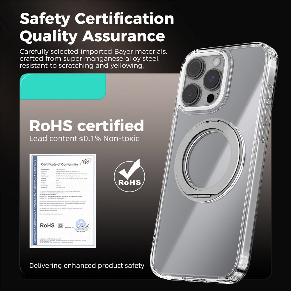 ABEEL Q-LUCK For iPhone 16 Pro Magnetic Case Rotating Kickstand Shockproof TPU + PC Phone Back Cover