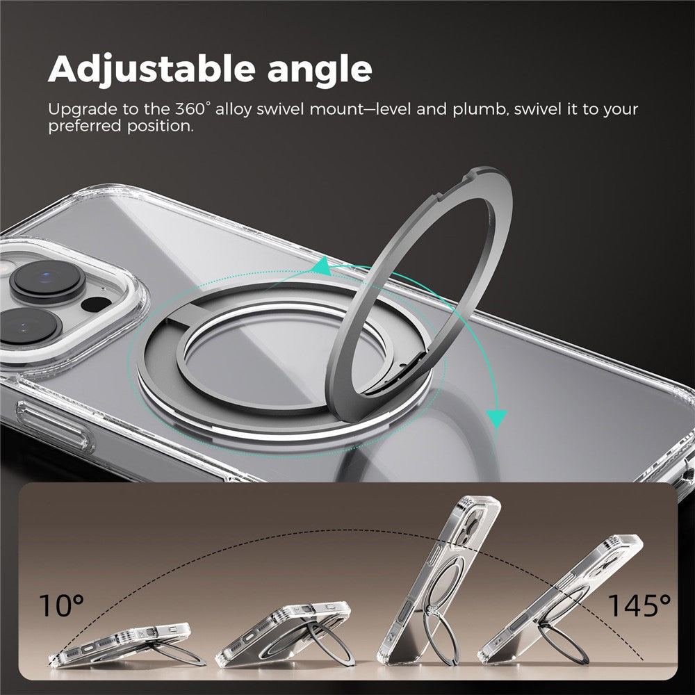 ABEEL Q-LUCK For iPhone 16 Pro Magnetic Case Rotating Kickstand Shockproof TPU + PC Phone Back Cover