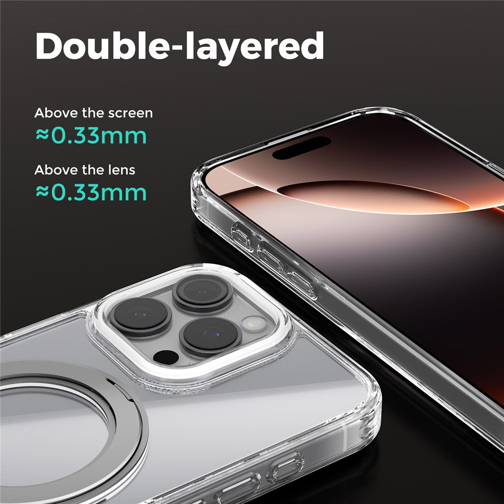 ABEEL Q-LUCK For iPhone 16 Pro Magnetic Case Rotating Kickstand Shockproof TPU + PC Phone Back Cover