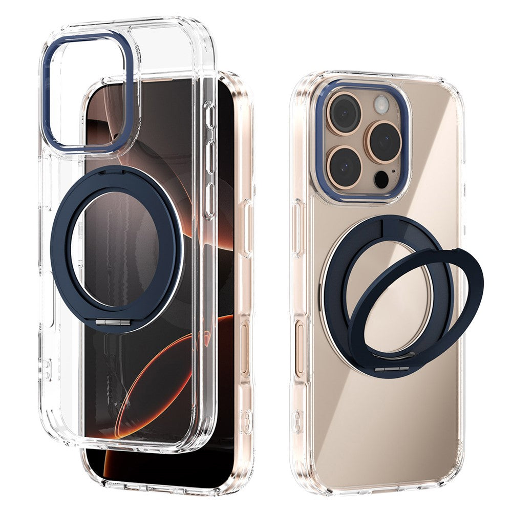 ABEEL Q-LUCK For iPhone 16 Pro Magnetic Case Rotating Kickstand Shockproof TPU + PC Phone Back Cover