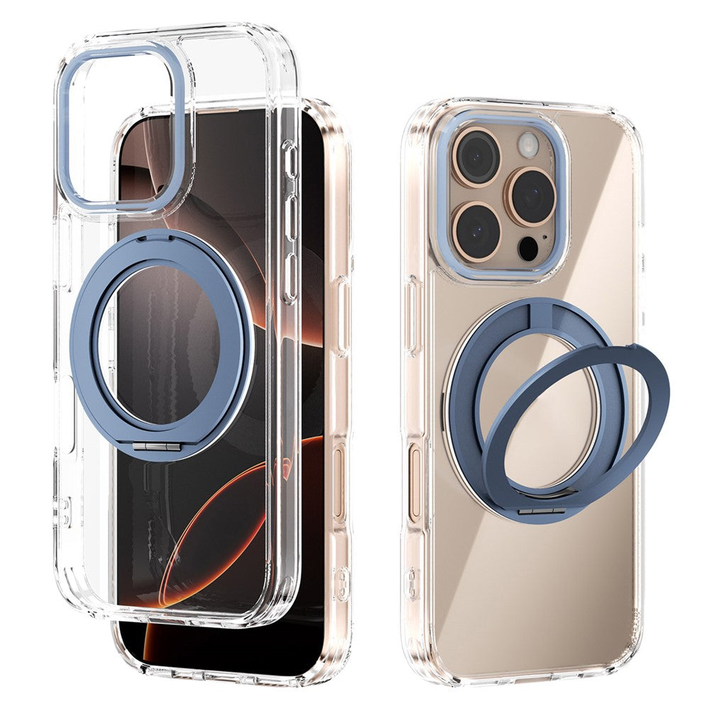 ABEEL Q-LUCK For iPhone 16 Pro Magnetic Case Rotating Kickstand Shockproof TPU + PC Phone Back Cover