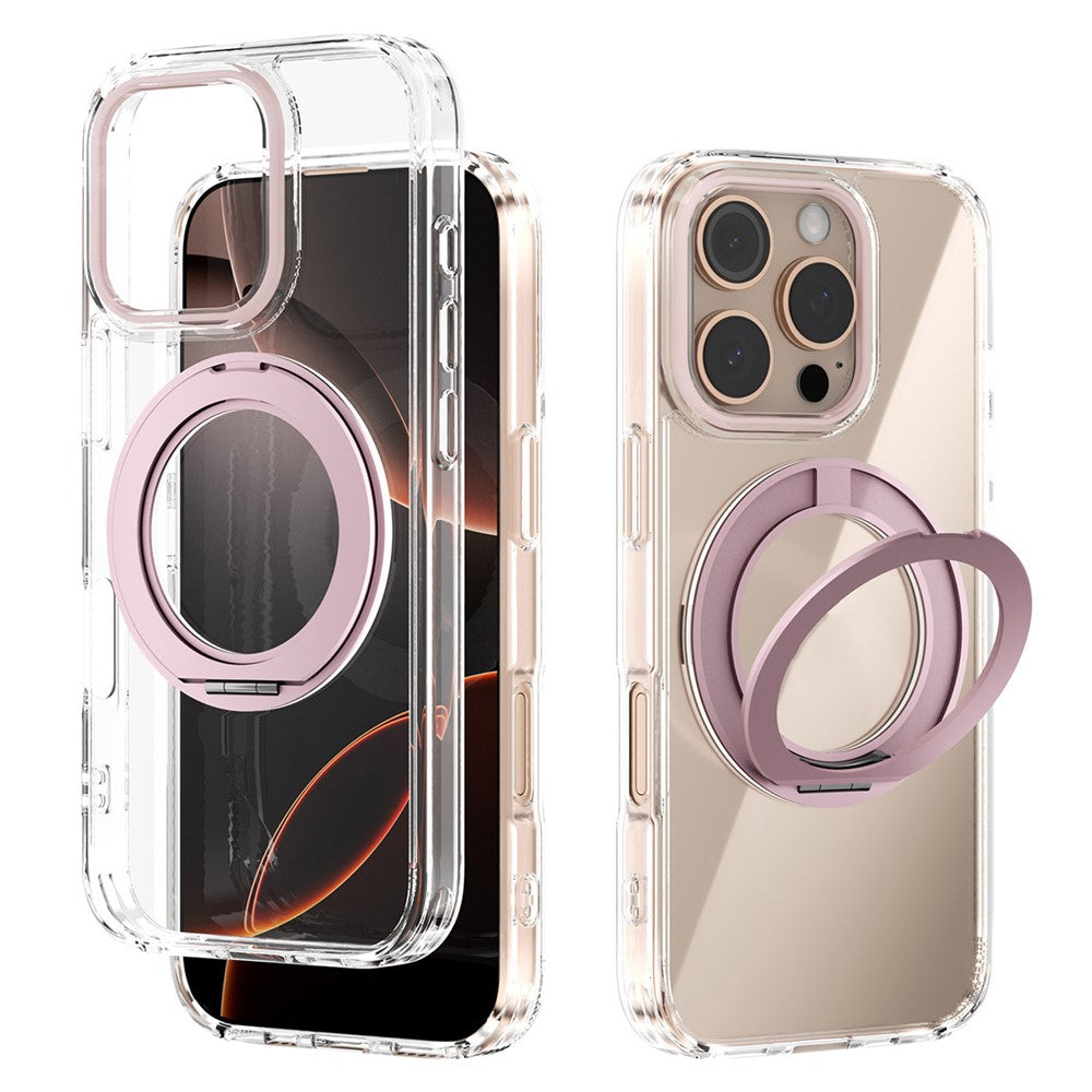 ABEEL Q-LUCK For iPhone 16 Pro Magnetic Case Rotating Kickstand Shockproof TPU + PC Phone Back Cover