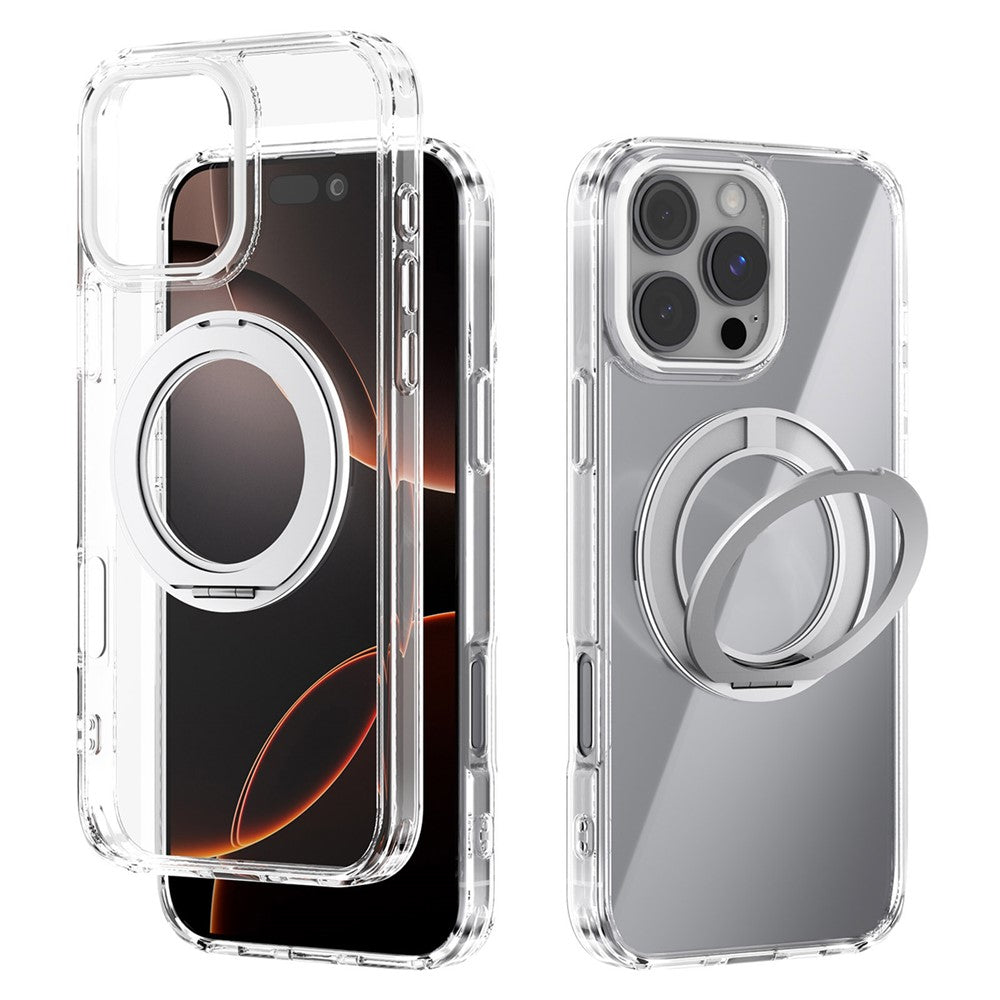 ABEEL Q-LUCK For iPhone 16 Pro Max Magnetic Case Rotating Kickstand Shockproof TPU + PC Phone Back Cover