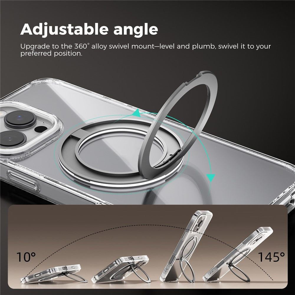 ABEEL Q-LUCK For iPhone 16 Pro Max Magnetic Case Rotating Kickstand Shockproof TPU + PC Phone Back Cover