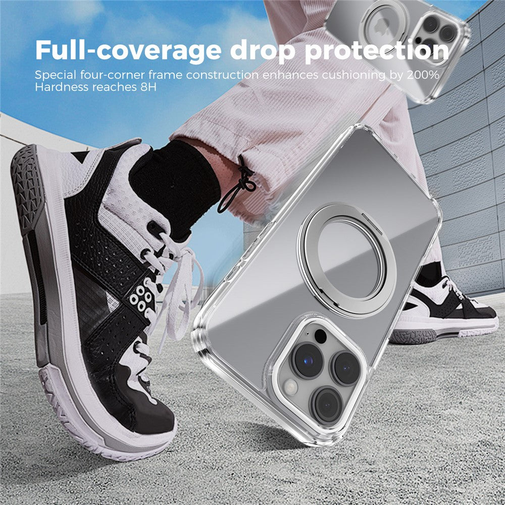 ABEEL Q-LUCK For iPhone 16 Pro Max Magnetic Case Rotating Kickstand Shockproof TPU + PC Phone Back Cover