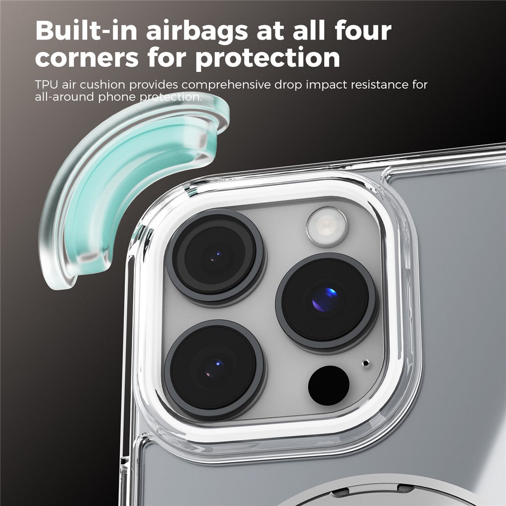 ABEEL Q-LUCK For iPhone 16 Pro Max Magnetic Case Rotating Kickstand Shockproof TPU + PC Phone Back Cover