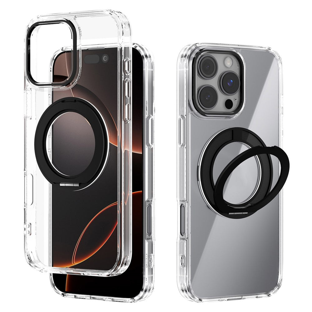 ABEEL Q-LUCK For iPhone 16 Pro Max Magnetic Case Rotating Kickstand Shockproof TPU + PC Phone Back Cover