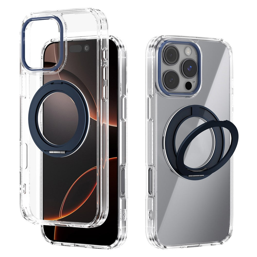 ABEEL Q-LUCK For iPhone 16 Pro Max Magnetic Case Rotating Kickstand Shockproof TPU + PC Phone Back Cover