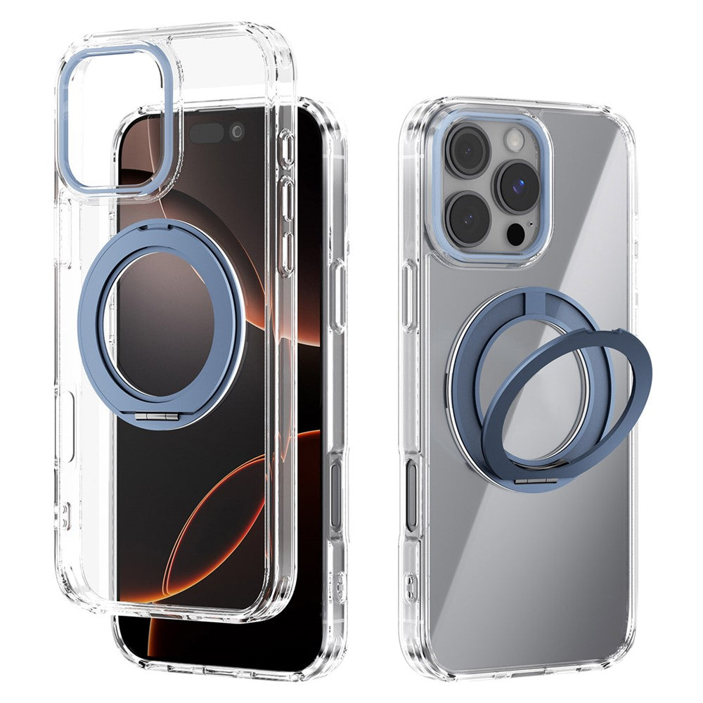 ABEEL Q-LUCK For iPhone 16 Pro Max Magnetic Case Rotating Kickstand Shockproof TPU + PC Phone Back Cover