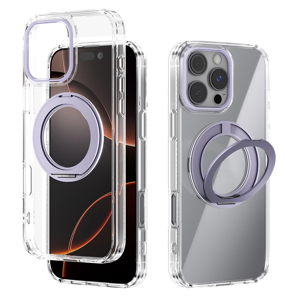 ABEEL Q-LUCK For iPhone 16 Pro Max Magnetic Case Rotating Kickstand Shockproof TPU + PC Phone Back Cover