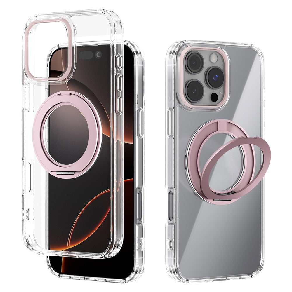 ABEEL Q-LUCK For iPhone 16 Pro Max Magnetic Case Rotating Kickstand Shockproof TPU + PC Phone Back Cover
