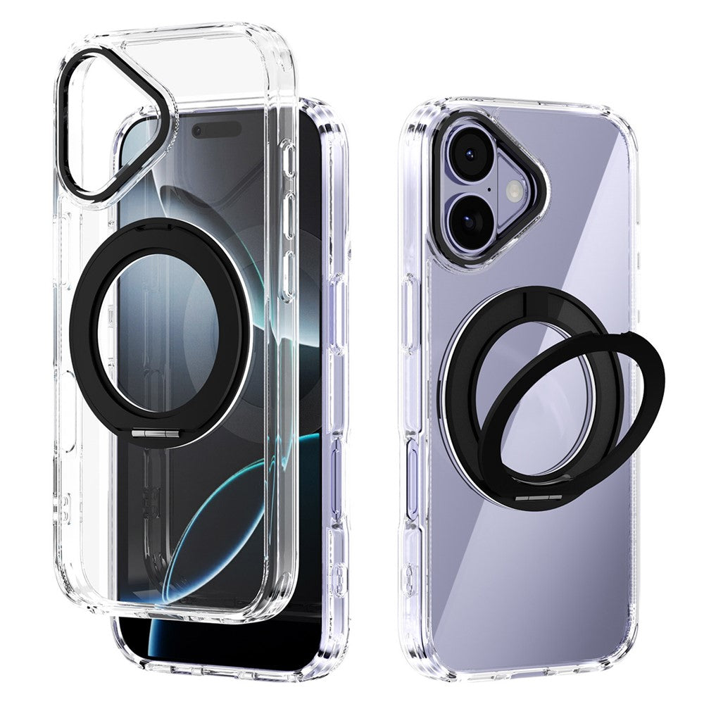 ABEEL Q-LUCK For iPhone 17 Magnetic Case Rotating Kickstand Shockproof TPU + PC Phone Back Cover