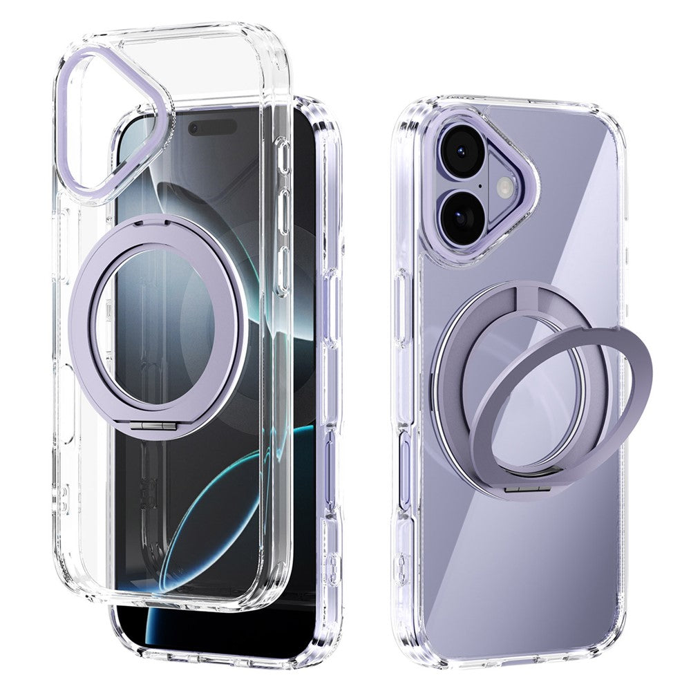 ABEEL Q-LUCK For iPhone 17 Magnetic Case Rotating Kickstand Shockproof TPU + PC Phone Back Cover