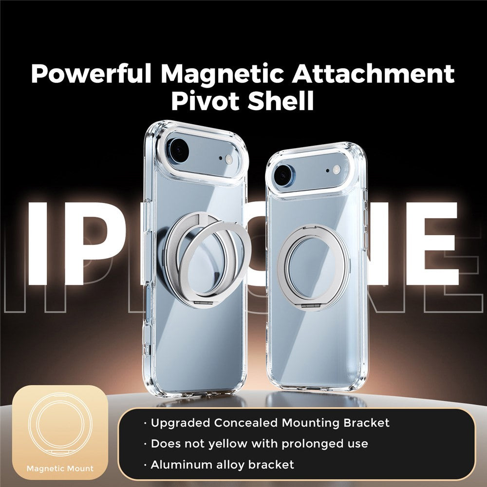 ABEEL Q-LUCK For iPhone Air Magnetic Case Rotating Kickstand Shockproof TPU + PC Phone Back Cover