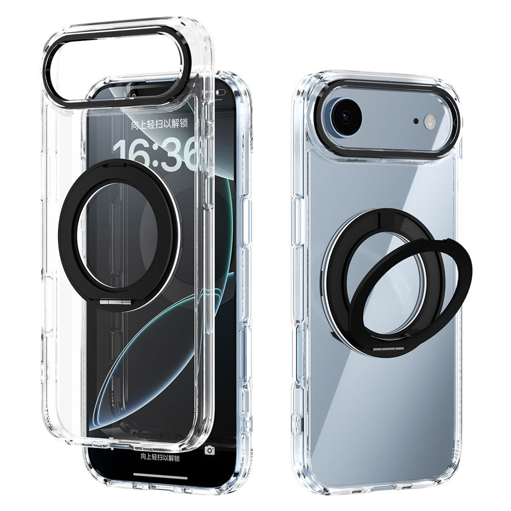 ABEEL Q-LUCK For iPhone Air Magnetic Case Rotating Kickstand Shockproof TPU + PC Phone Back Cover