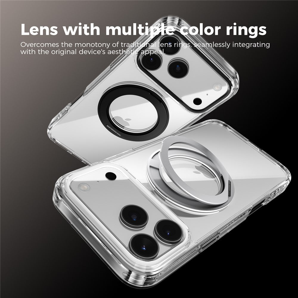 ABEEL Q-LUCK For iPhone 17 Pro Magnetic Case Rotating Kickstand Shockproof TPU + PC Phone Back Cover