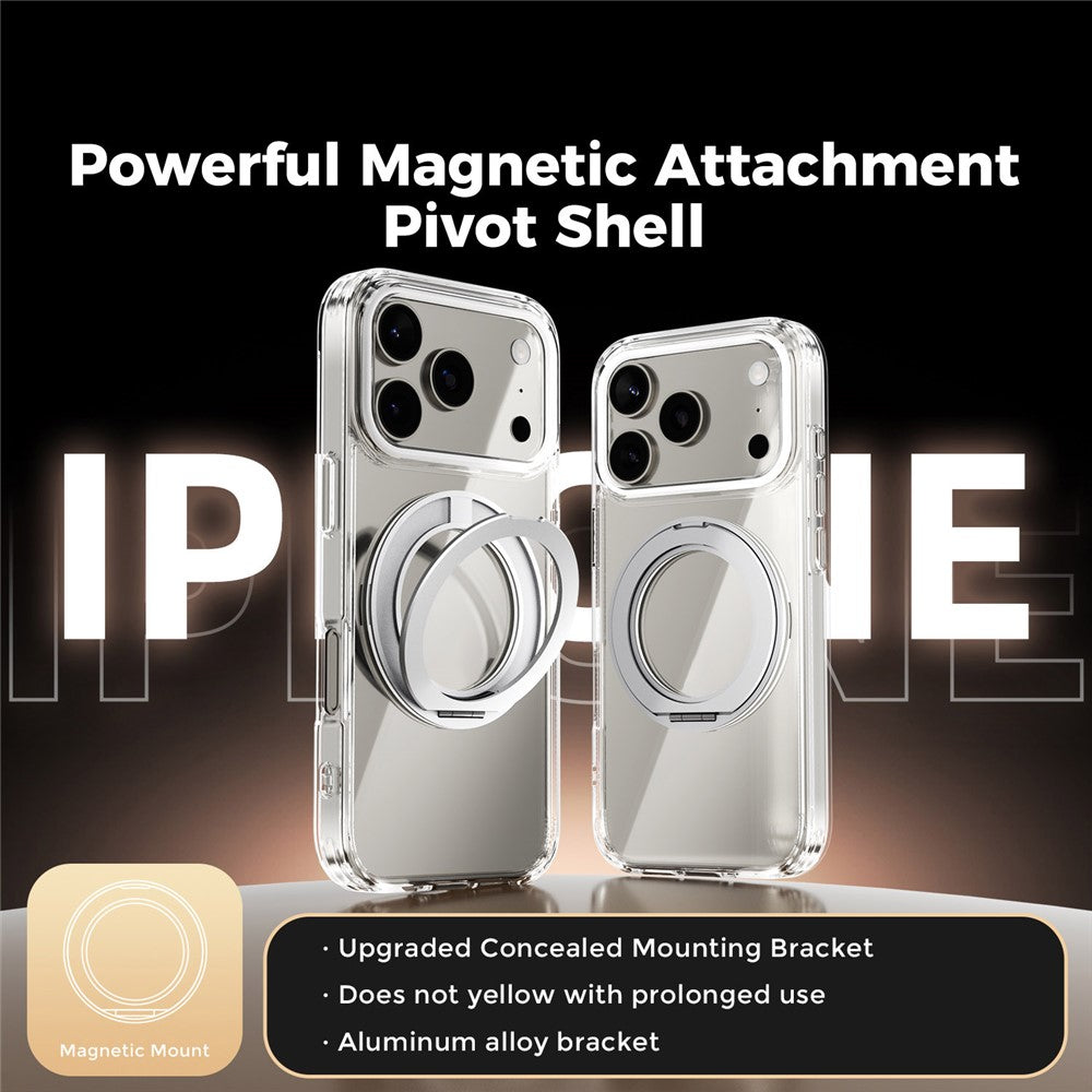 ABEEL Q-LUCK For iPhone 17 Pro Magnetic Case Rotating Kickstand Shockproof TPU + PC Phone Back Cover