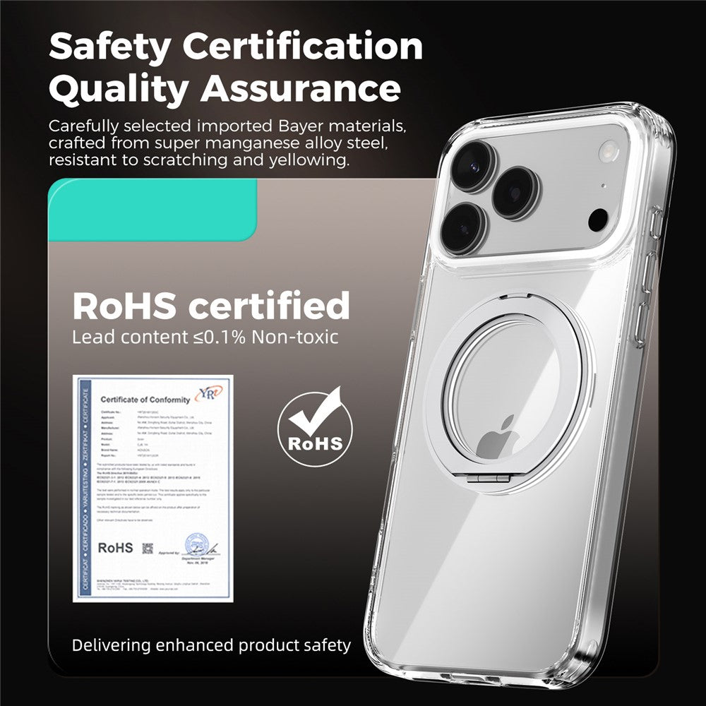 ABEEL Q-LUCK For iPhone 17 Pro Magnetic Case Rotating Kickstand Shockproof TPU + PC Phone Back Cover