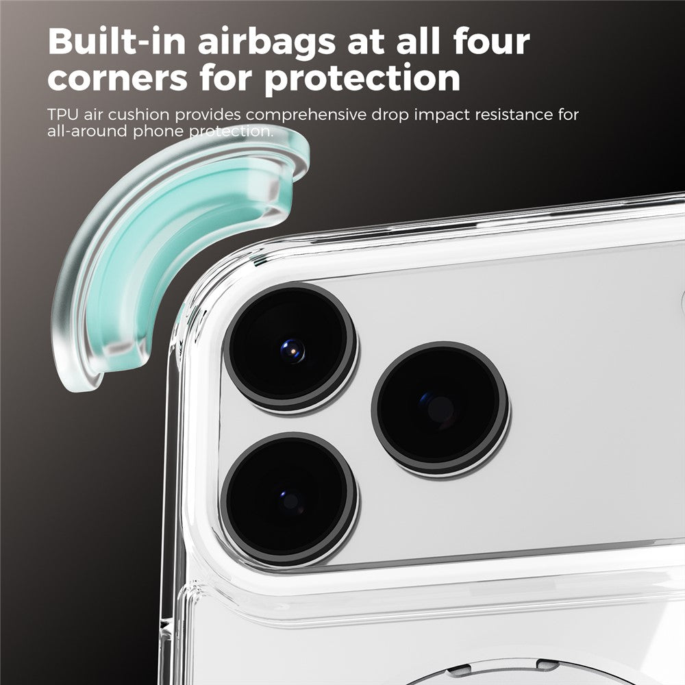 ABEEL Q-LUCK For iPhone 17 Pro Magnetic Case Rotating Kickstand Shockproof TPU + PC Phone Back Cover