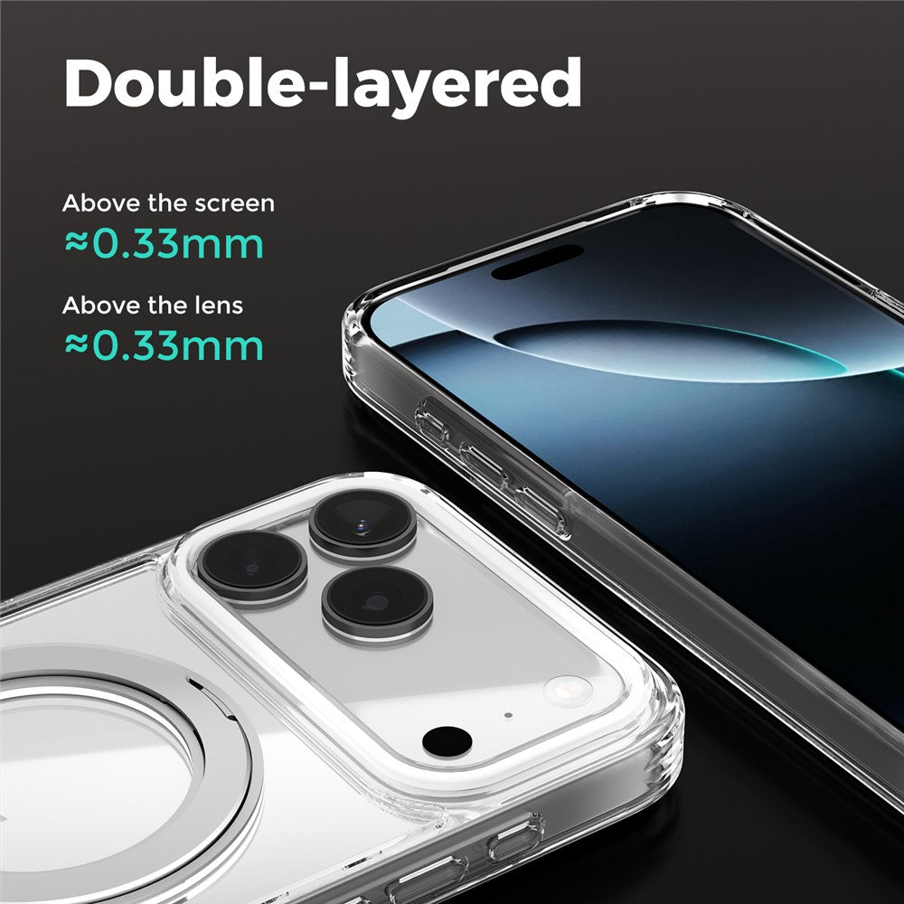 ABEEL Q-LUCK For iPhone 17 Pro Magnetic Case Rotating Kickstand Shockproof TPU + PC Phone Back Cover