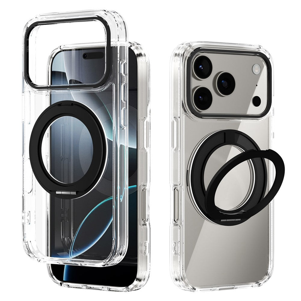 ABEEL Q-LUCK For iPhone 17 Pro Magnetic Case Rotating Kickstand Shockproof TPU + PC Phone Back Cover