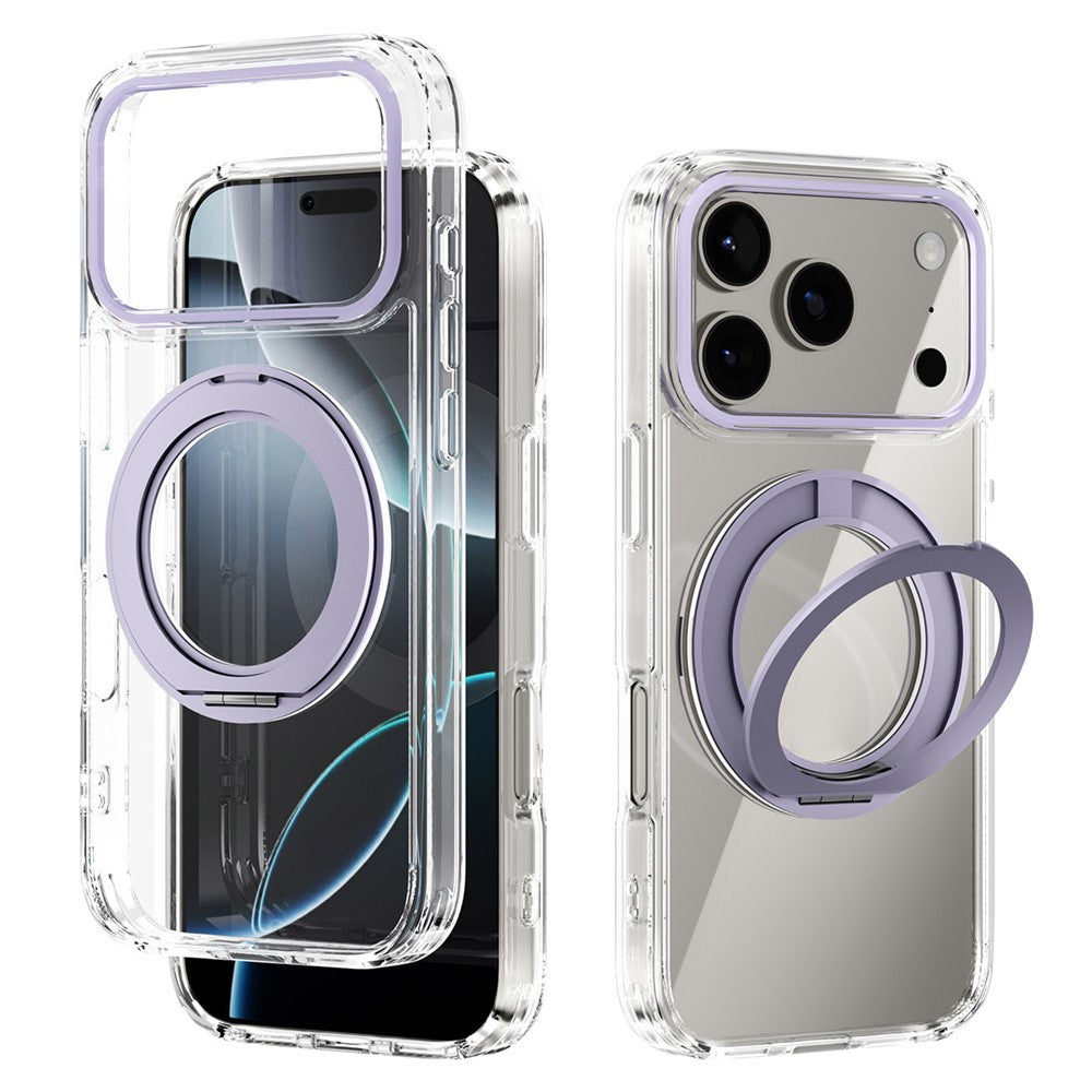 ABEEL Q-LUCK For iPhone 17 Pro Magnetic Case Rotating Kickstand Shockproof TPU + PC Phone Back Cover