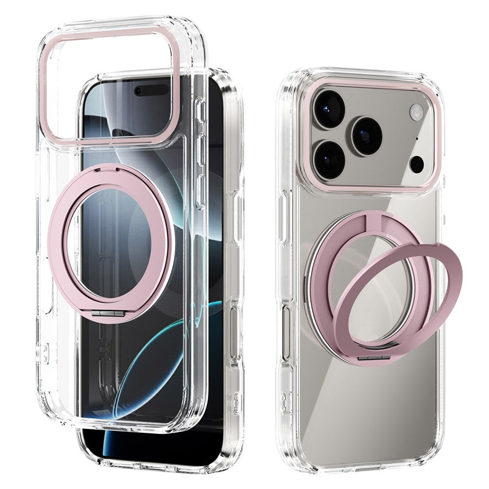 Coque magnétique ABEEL Q-LUCK pour iPhone 17 Pro avec support rotatif, antichoc et protection arrière en TPU et PC