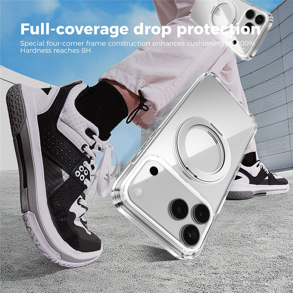 ABEEL Q-LUCK For iPhone 17 Pro Max Magnetic Case Rotating Kickstand Shockproof TPU + PC Phone Back Cover