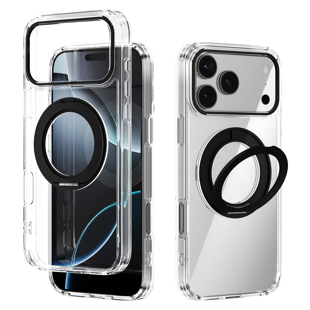 ABEEL Q-LUCK For iPhone 17 Pro Max Magnetic Case Rotating Kickstand Shockproof TPU + PC Phone Back Cover