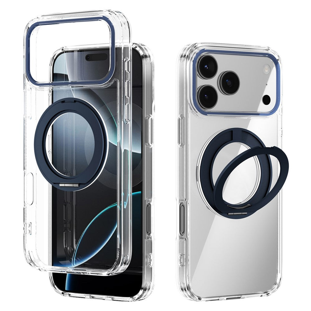 ABEEL Q-LUCK For iPhone 17 Pro Max Magnetic Case Rotating Kickstand Shockproof TPU + PC Phone Back Cover