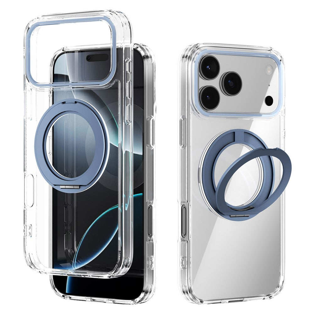 ABEEL Q-LUCK For iPhone 17 Pro Max Magnetic Case Rotating Kickstand Shockproof TPU + PC Phone Back Cover