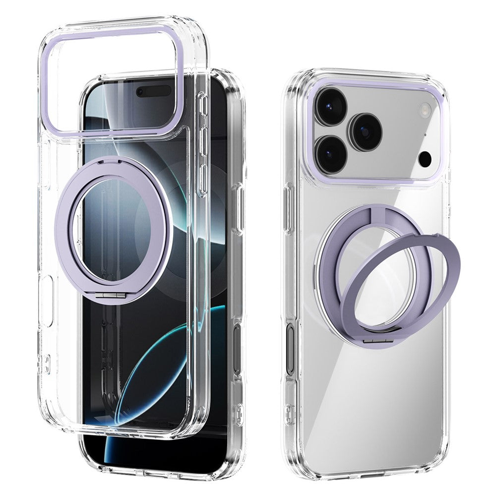 ABEEL Q-LUCK For iPhone 17 Pro Max Magnetic Case Rotating Kickstand Shockproof TPU + PC Phone Back Cover