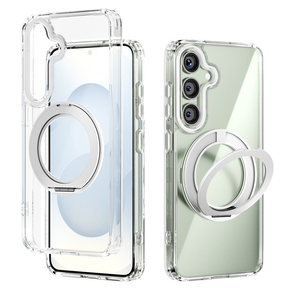 ABEEL Q-LUCK For Samsung Galaxy S25 Magnetic Case Rotating Kickstand Shockproof TPU + PC Phone Back Cover