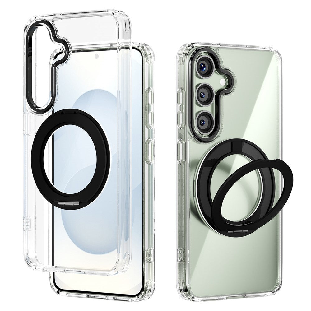 ABEEL Q-LUCK For Samsung Galaxy S25 Magnetic Case Rotating Kickstand Shockproof TPU + PC Phone Back Cover