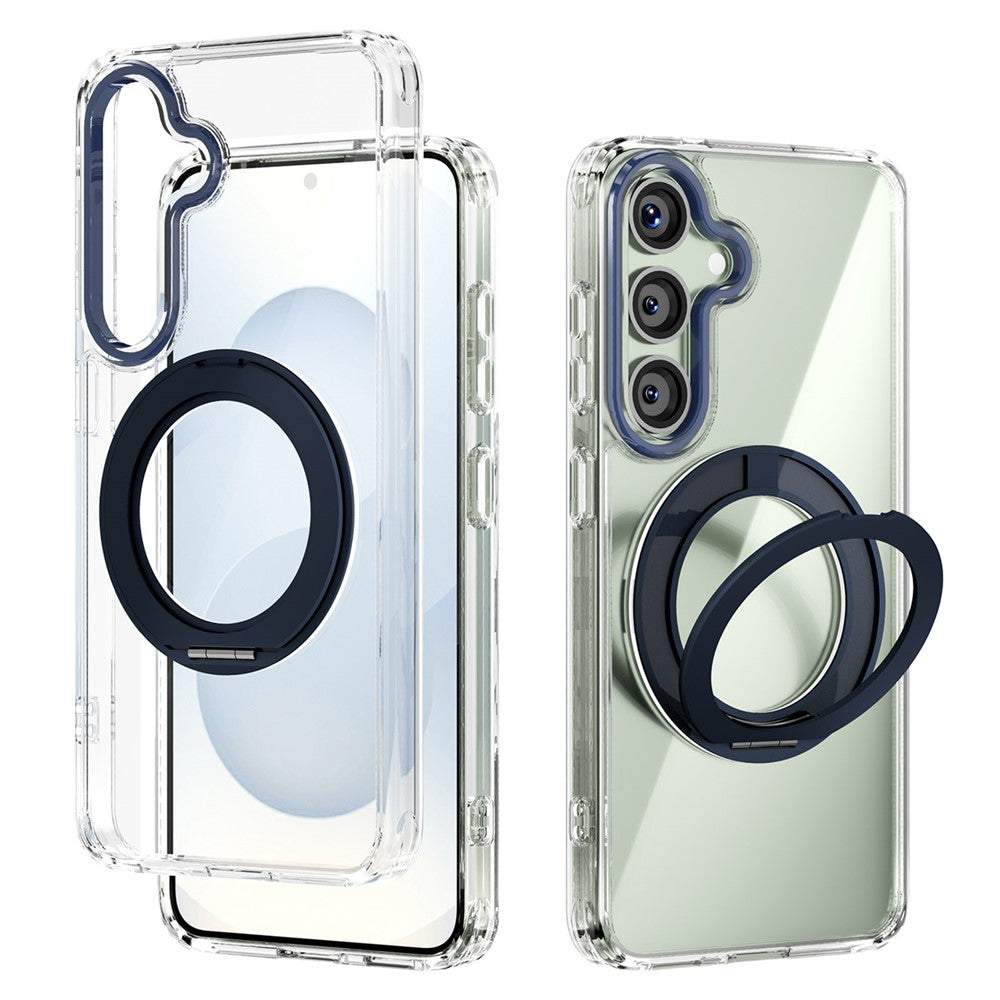 ABEEL Q-LUCK For Samsung Galaxy S25 Magnetic Case Rotating Kickstand Shockproof TPU + PC Phone Back Cover