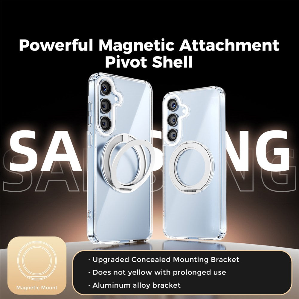 ABEEL Q-LUCK For Samsung Galaxy S25+ Magnetic Case Rotating Kickstand Shockproof TPU + PC Phone Back Cover