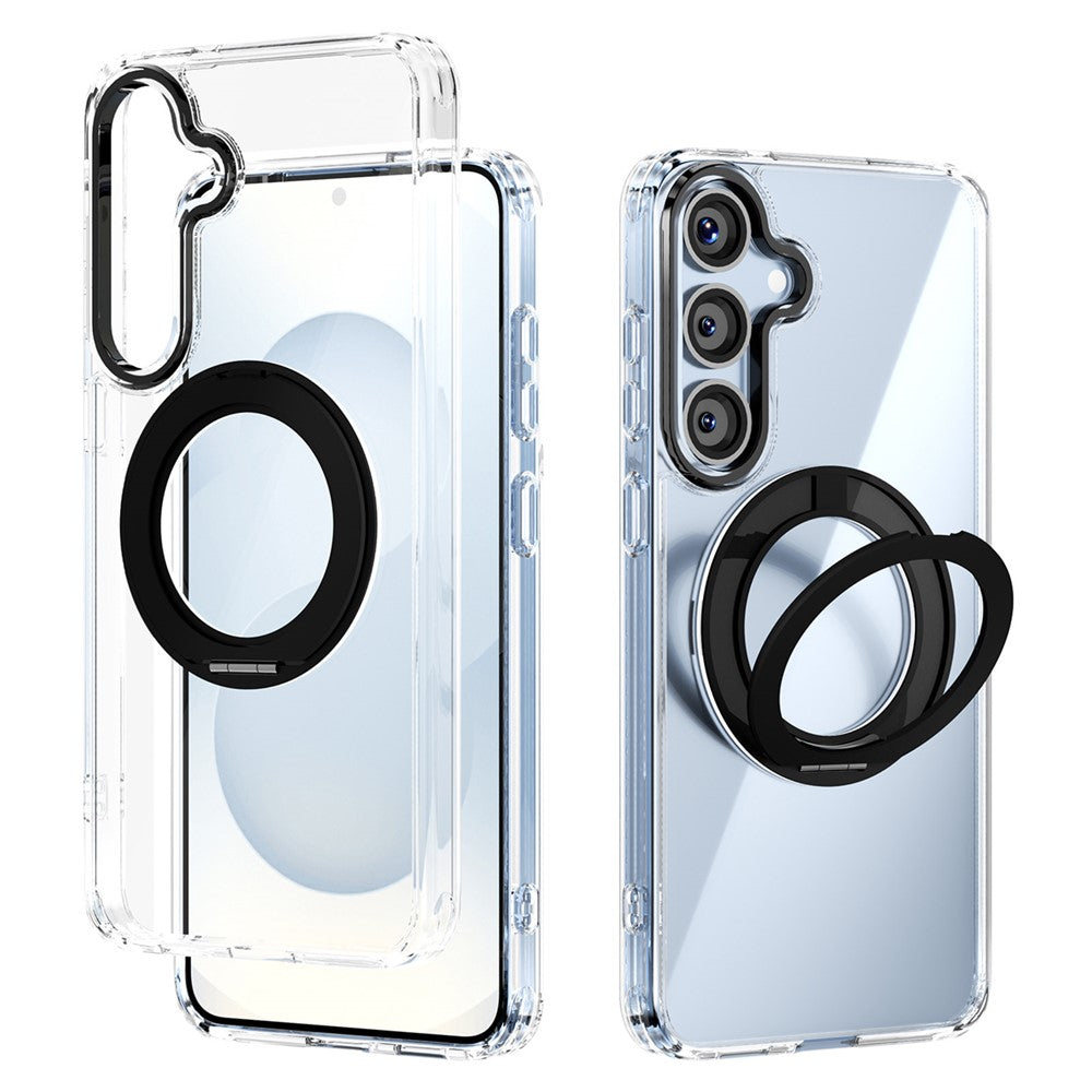 ABEEL Q-LUCK For Samsung Galaxy S25+ Magnetic Case Rotating Kickstand Shockproof TPU + PC Phone Back Cover