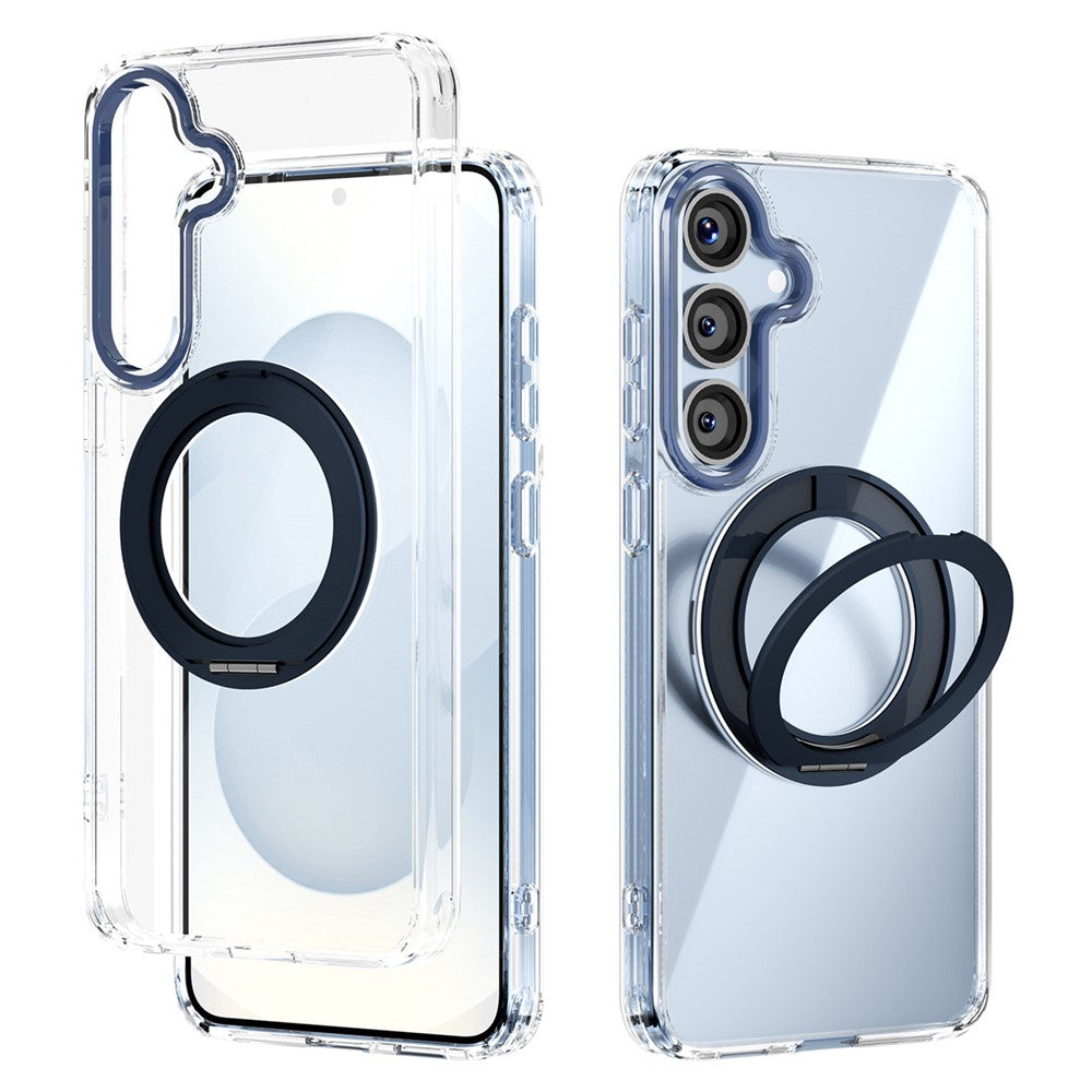 ABEEL Q-LUCK For Samsung Galaxy S25+ Magnetic Case Rotating Kickstand Shockproof TPU + PC Phone Back Cover