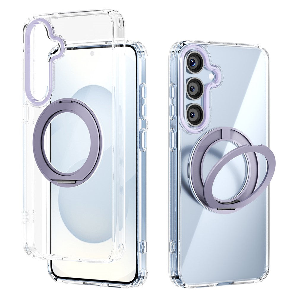 ABEEL Q-LUCK For Samsung Galaxy S25+ Magnetic Case Rotating Kickstand Shockproof TPU + PC Phone Back Cover