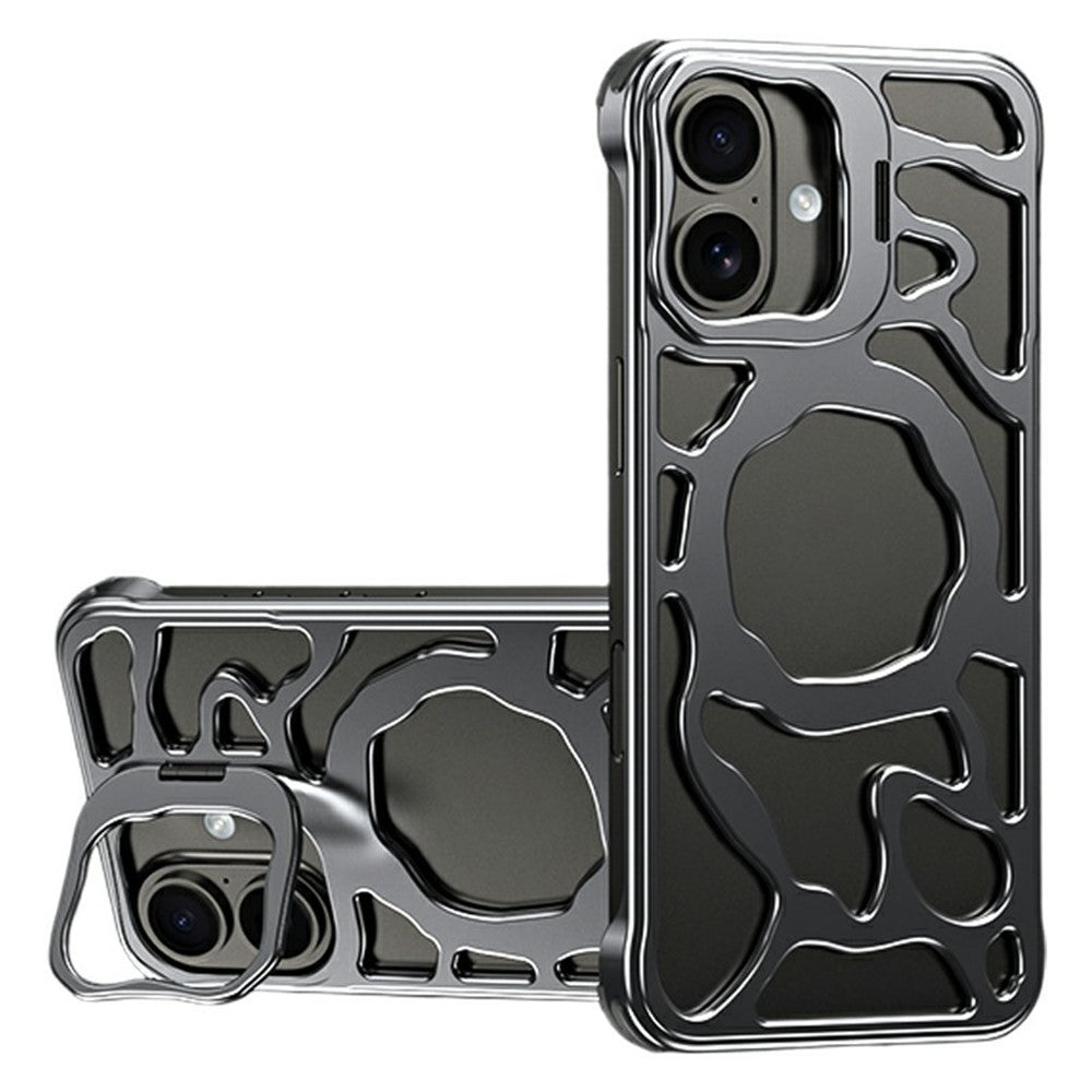 Auspicious Cloud Series For iPhone 17 Hollow Case Aluminum Alloy Kickstand Magnetic Phone Cover