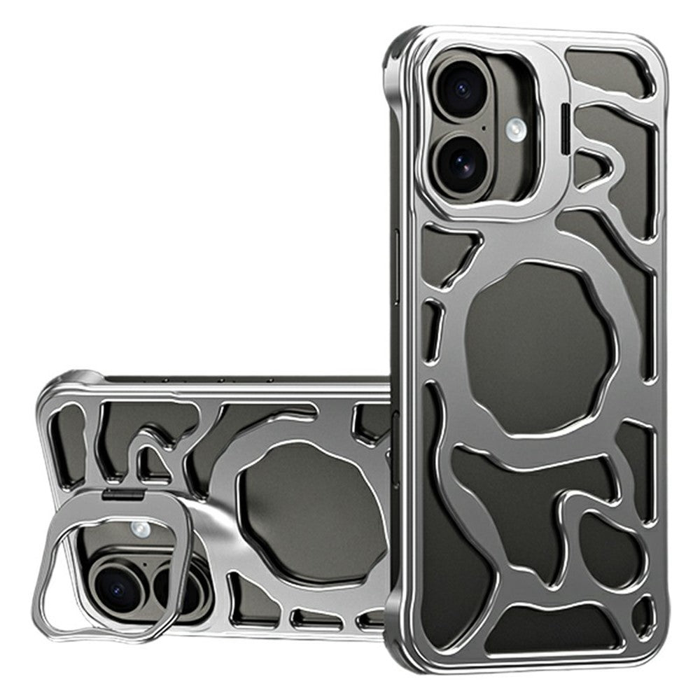 Auspicious Cloud Series For iPhone 17 Hollow Case Aluminum Alloy Kickstand Magnetic Phone Cover