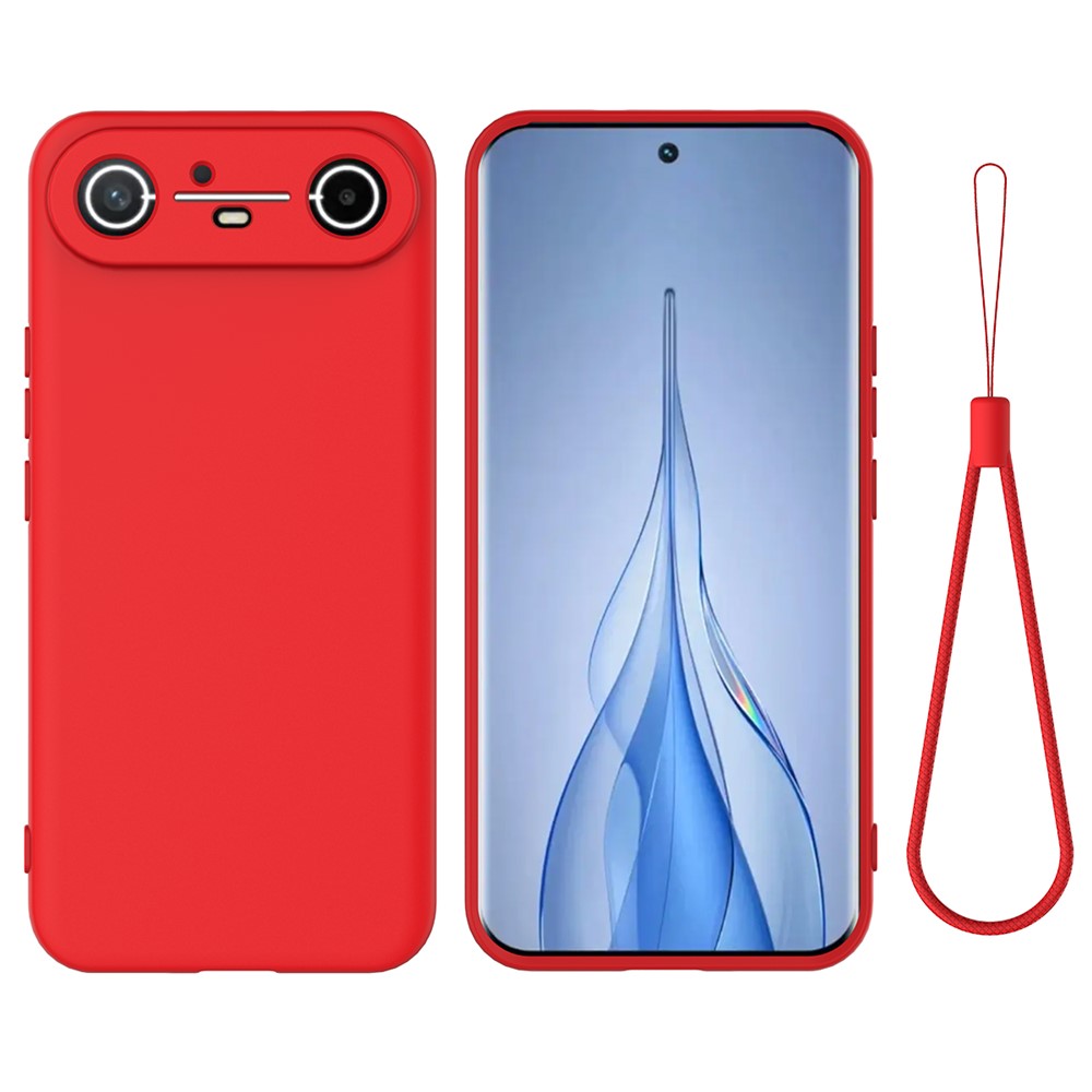 For TECNO Pova Slim 5G  /  Spark Slim 4G Liquid Silicone Case Phone Back Cover with Hand Strap