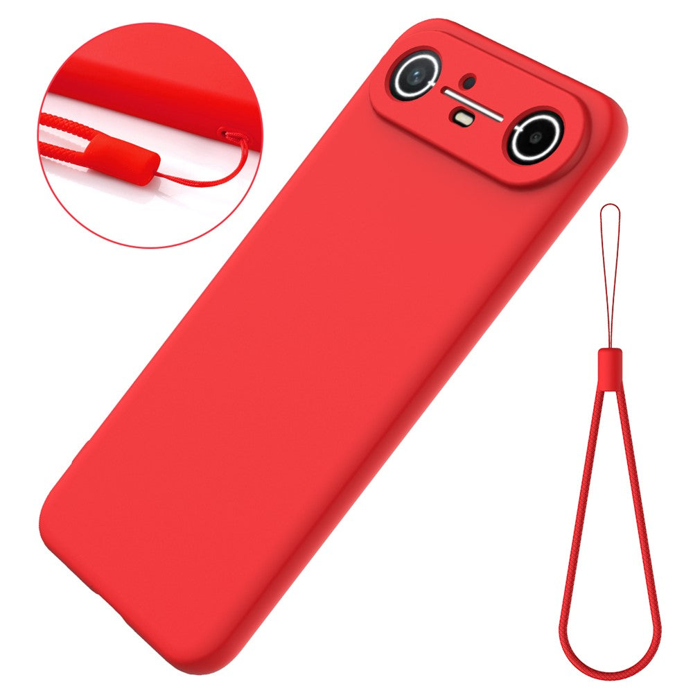 For TECNO Pova Slim 5G  /  Spark Slim 4G Liquid Silicone Case Phone Back Cover with Hand Strap