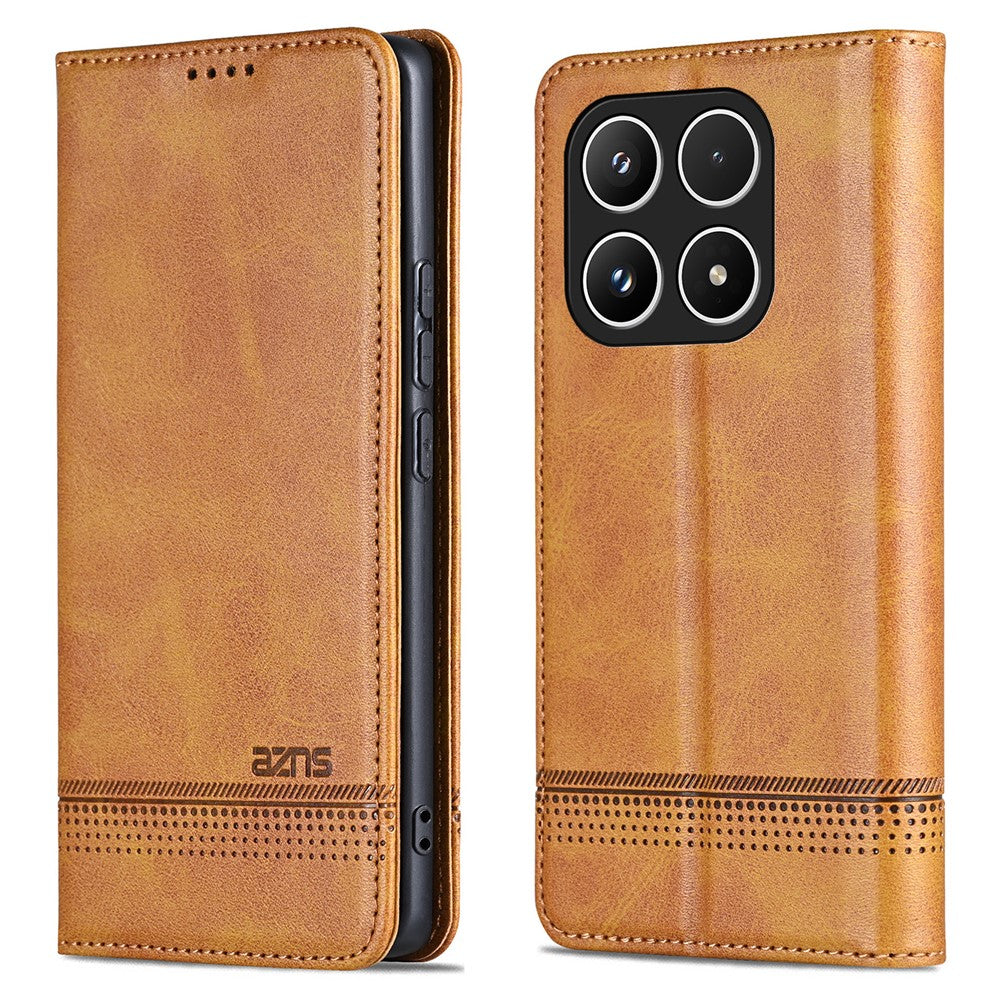 AZNS For Xiaomi 15T Case Cowhide Texture PU Leather Wallet Phone Cover