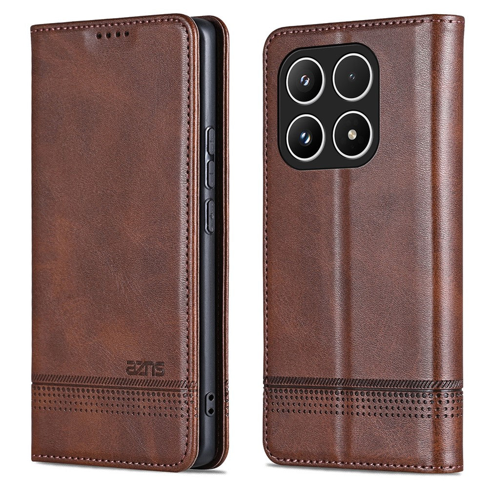 AZNS For Xiaomi 15T Case Cowhide Texture PU Leather Wallet Phone Cover