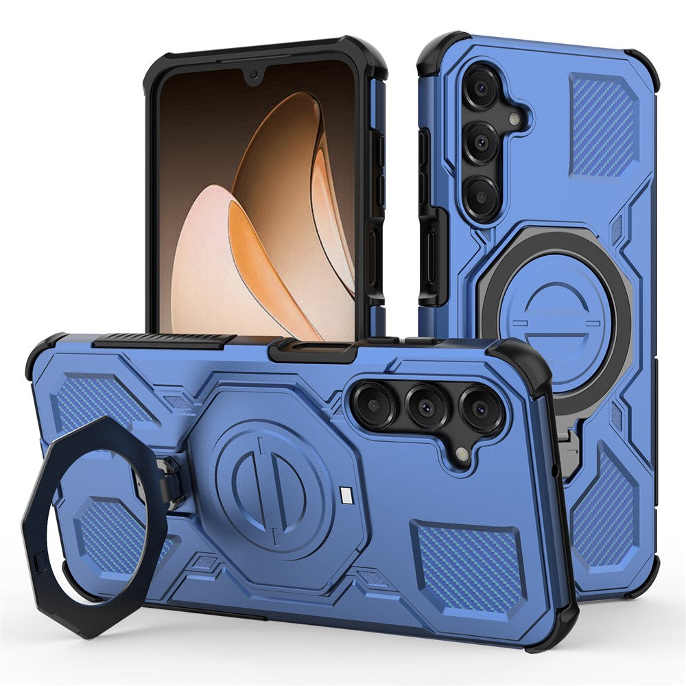 For Samsung Galaxy A16 5G Magnetic Case Rotating Metal Kickstand Shockproof PC + TPU Phone Back Cover